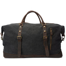 Load image into Gallery viewer, Explorer Canvas Genuine Leather Weekender Duffle bag - trendyful