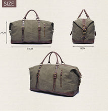 Load image into Gallery viewer, Explorer Canvas Genuine Leather Weekender Duffle bag - trendyful