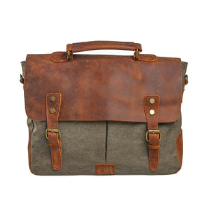 Lincoln Canvas Leather Messenger Bag - trendyful