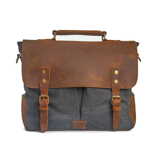 Lincoln Canvas Leather Messenger Bag - trendyful