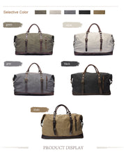 Load image into Gallery viewer, Explorer Canvas Genuine Leather Weekender Duffle bag - trendyful