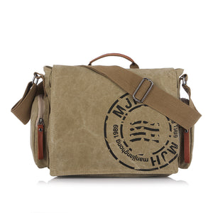 Sheldon Canvas Messenger Laptop Bag 14" - trendyful