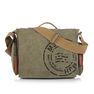 Sheldon Canvas Messenger Laptop Bag 14" - trendyful