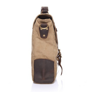 Chester Leather & Canvas Messenger Bag | Satchel | Shoulder Bag - trendyful