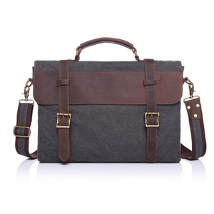 Chester Leather & Canvas Messenger Bag | Satchel | Shoulder Bag - trendyful