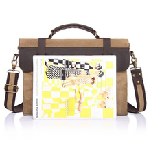 Load image into Gallery viewer, Chester Leather &amp; Canvas Messenger Bag | Satchel | Shoulder Bag - trendyful