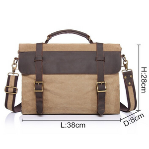 Chester Leather & Canvas Messenger Bag | Satchel | Shoulder Bag - trendyful