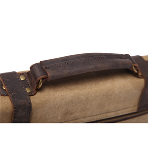 Chester Leather & Canvas Messenger Bag | Satchel | Shoulder Bag - trendyful