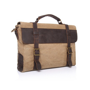 Chester Leather & Canvas Messenger Bag | Satchel | Shoulder Bag - trendyful