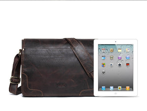 Vintage Leather Messenger Satchel - trendyful