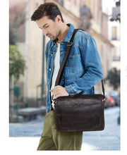 Load image into Gallery viewer, Vintage Leather Messenger Satchel - trendyful