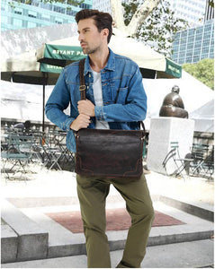 Vintage Leather Messenger Satchel - trendyful