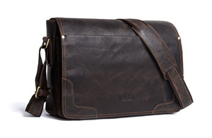 Vintage Leather Messenger Satchel - trendyful