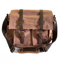 Load image into Gallery viewer, Tyrone Canvas &amp; Leather Messenger Bag | Shoulder Bag - trendyful
