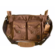 Load image into Gallery viewer, Tyrone Canvas &amp; Leather Messenger Bag | Shoulder Bag - trendyful