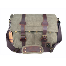Load image into Gallery viewer, Tyrone Canvas &amp; Leather Messenger Bag | Shoulder Bag - trendyful