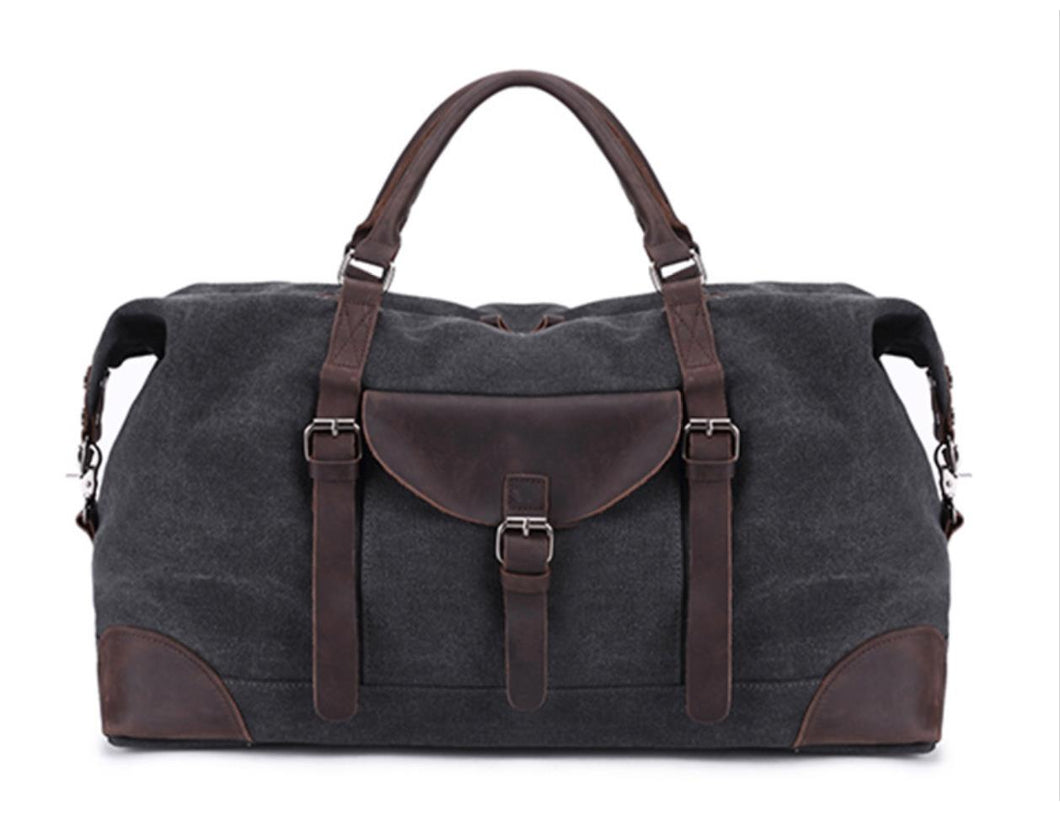 Leeston Canvas Leather Duffle Bag - trendyful