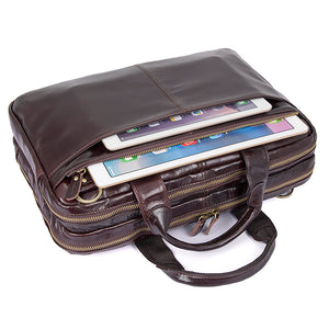 Norfolk Genuine Leather Messenger Bag - trendyful