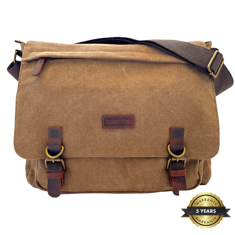 Tasche Canvas Leather Messenger Bag 15 inch