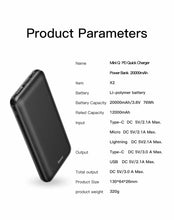 Load image into Gallery viewer, Premium Power Bank Quick Charge 20000mah - trendyful